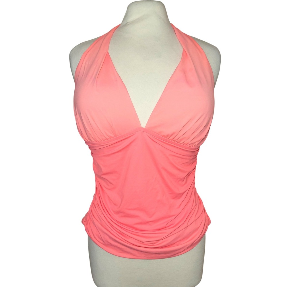La Blanca Island Goddess Halter Coral Orange Ombre Tankini Swimsuit Top 14